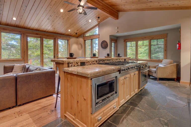 Kitchen island with stove and oven