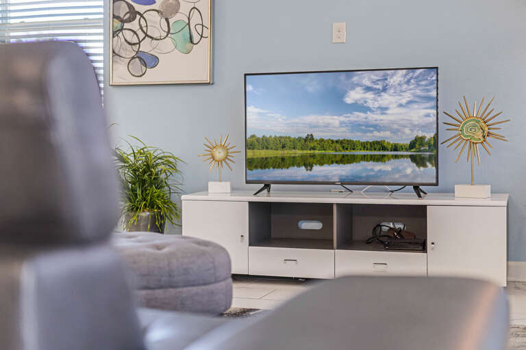 Living area with contemporary furniture and flat screen tv Living area with contemporary furniture and flat screen tv