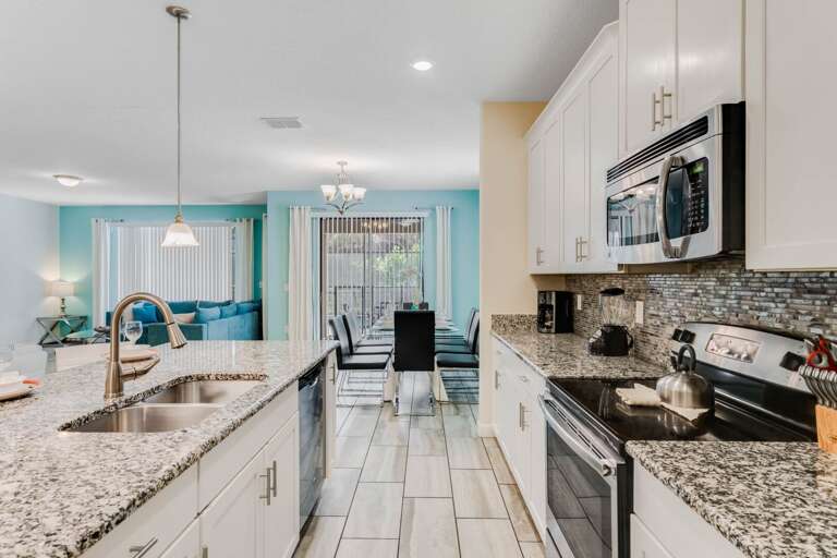 Kitchen area with stainless-steel appliance