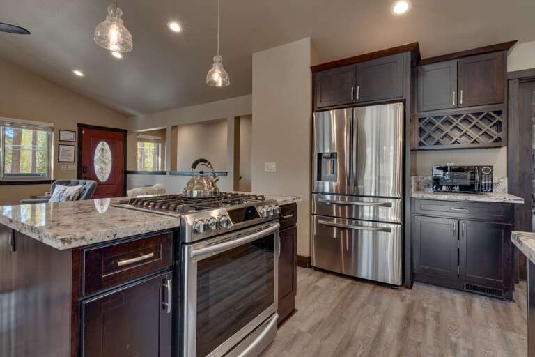 Kitchen area with stainless steel appliances
