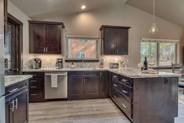 Kitchen area with stainless steel appliances