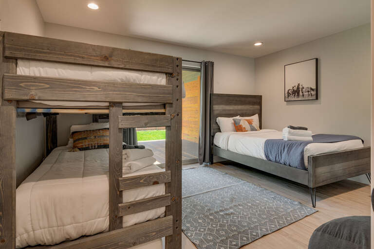Bedroom w/ Twin-over-Twin Bunk Bed, Full Bed, and Twin Trundle