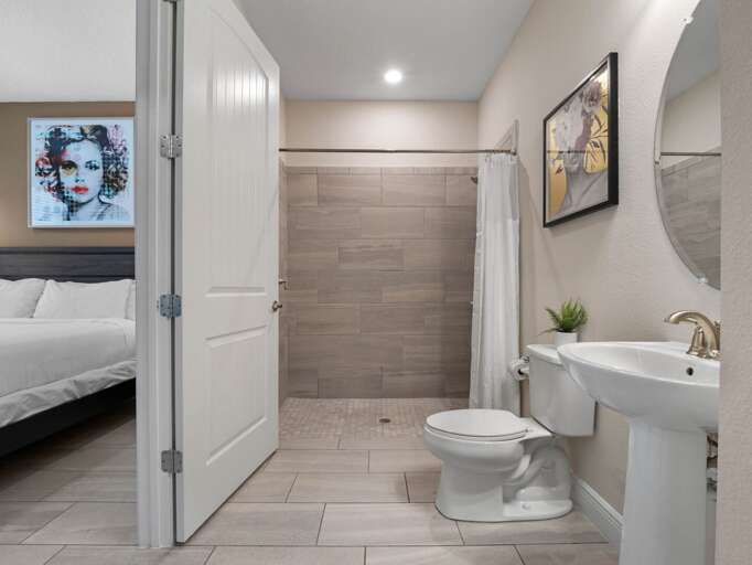 Bathroom with roll-in shower Bathroom with roll-in shower