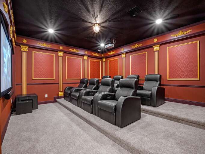 Vintage themed theater with tiered seating Vintage themed theater with tiered seating