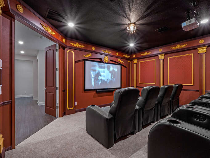 Vintage themed theater with tiered seating Vintage themed theater with tiered seating