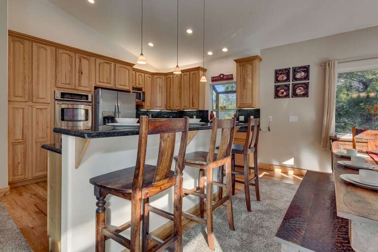 Kitchen area with stainless-steel appliances