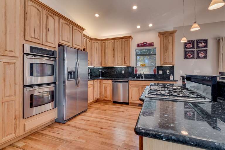 Kitchen area with stainless-steel appliances