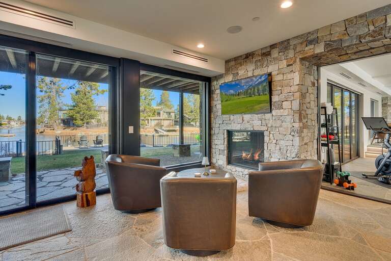 Seating area with lake side view