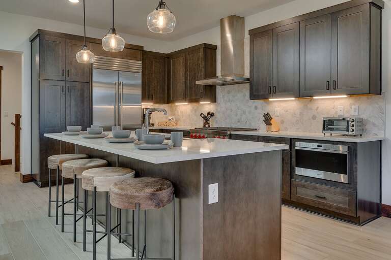 Kitchen area with stainless steel appliances
