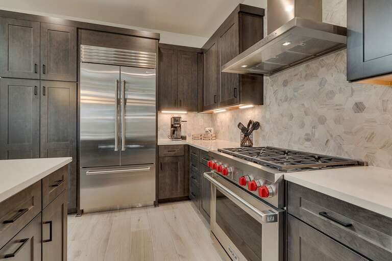 Kitchen area with stainless steel appliances