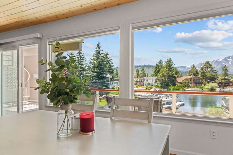 Dining area with upper level patio access Dining area with upper level patio access