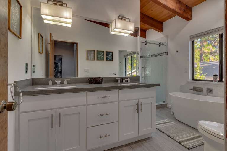 Bathroom with Dual Sinks, tub and shower