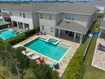 - Private pool with spa for relaxation  
- Spacious patio with lounge seating  
- Perfect family vacation rental Orlando