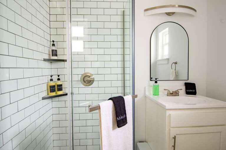 Rainfall shower head and makeup rags