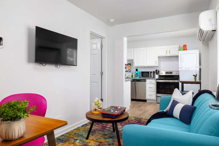 Convenient office, living, kitchen, and laundry space. Convenient office, living, kitchen, and laundry space.