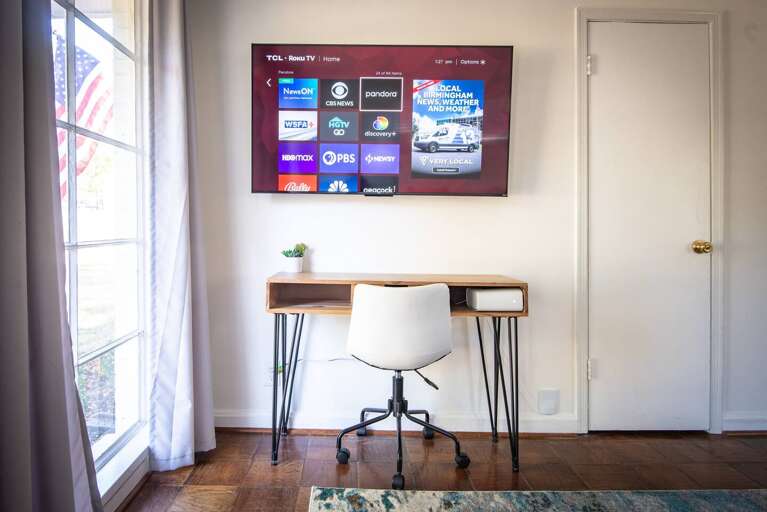 Cozy working space central to living areas