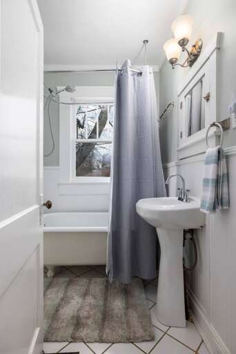 Bathroom with a beautiful soaking tub that doubles as a shower Bathroom with a beautiful soaking tub that doubles as a shower