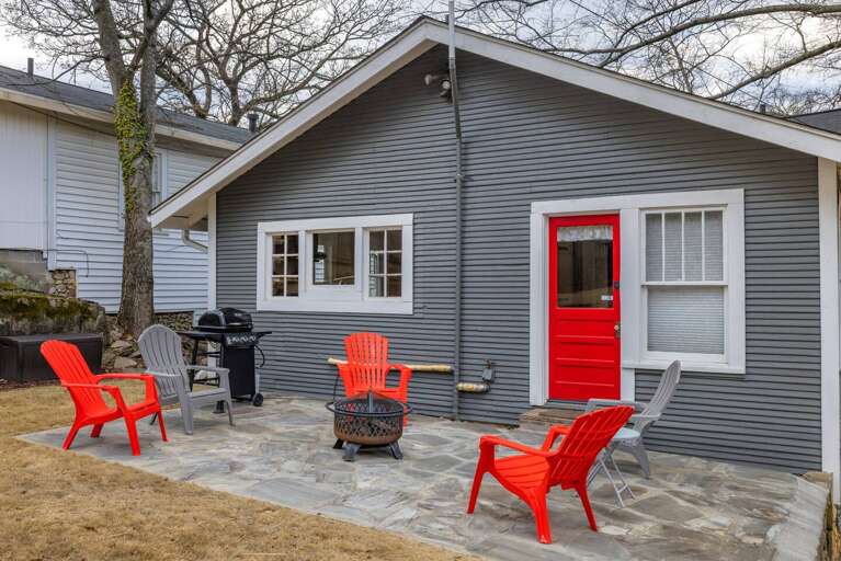 Back patio and yard Back patio and yard