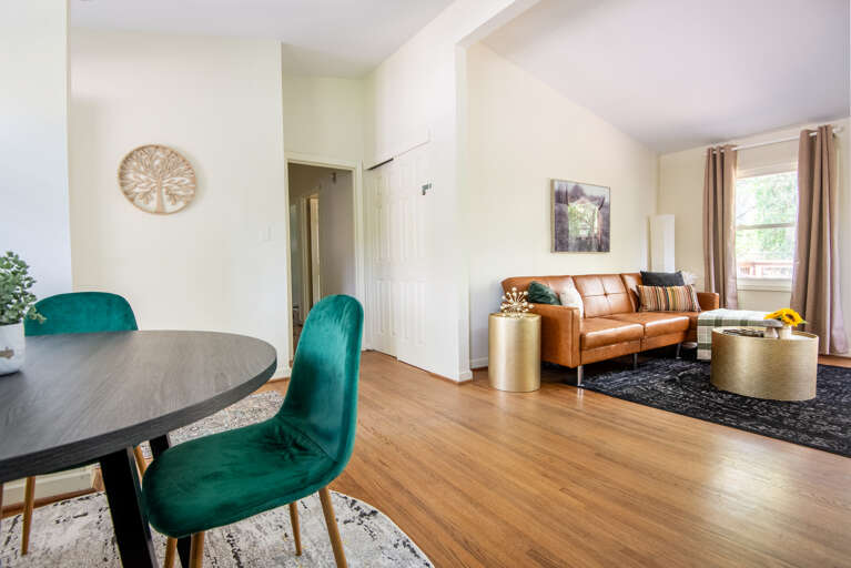 Large open concept dining and living room space make the perfect setup for larger groups Large open concept dining and living room space make the perfect setup for larger groups