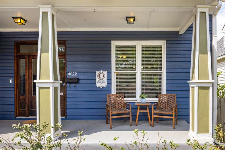 Relax and unwind on our front patio. This cozy outdoor space is perfect for enjoying a leisurely conversation while soaking in the surroundings. Your peaceful retreat begins right here!