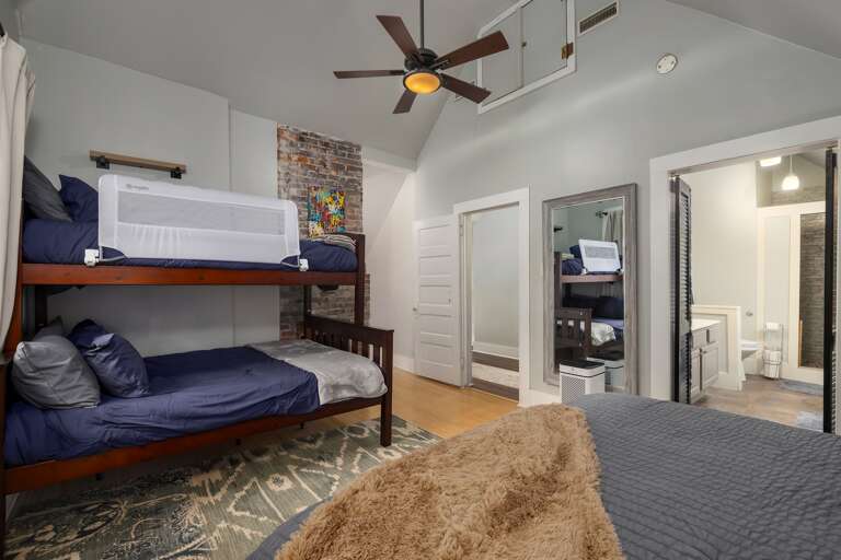 Our King suite includes a unique feature – a twin over full bunk bed for flexible sleeping arrangements. Our King suite includes a unique feature – a twin over full bunk bed for flexible sleeping arrangements.