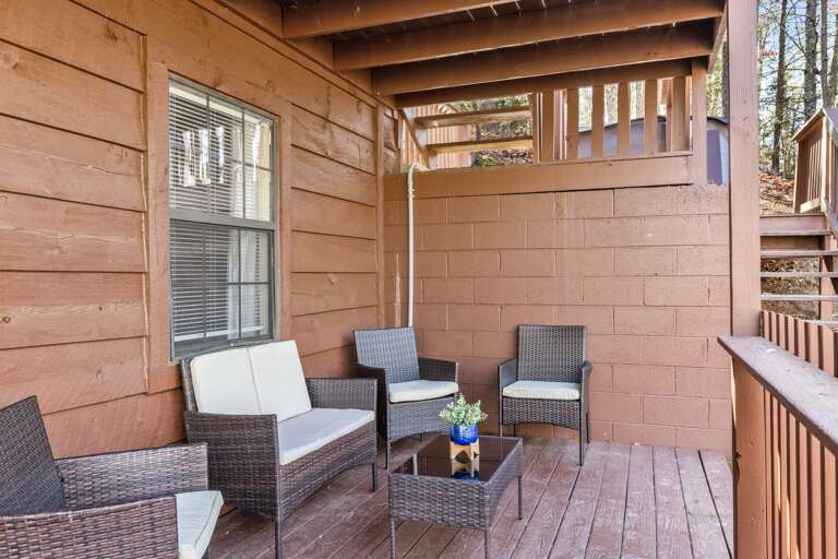 A cozy haven for relaxation and good company on our lower porch.