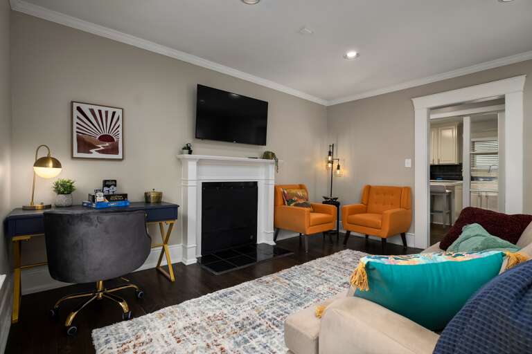 Fun for all: Our family room is the ultimate entertainment hub, featuring a large TV loaded with Netflix, Hulu, and Disney+ for endless streaming, and an array of games to keep everyone engaged and creating lasting memories together.