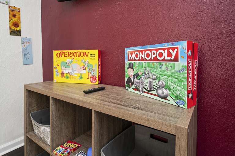 Board games galore!!  *Not pictured* Wii gaming console, with tons of games. Board games galore!!  *Not pictured* Wii gaming console, with tons of games.