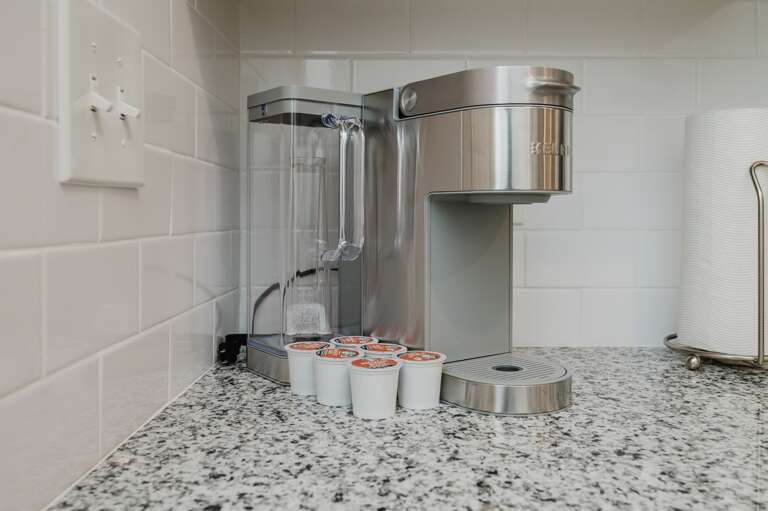 Start your day with our fully equipped coffee station, perfect for morning refreshments.
