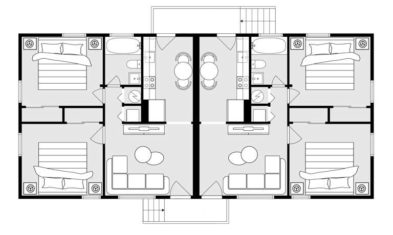 Units A & B are next to each other, each unit boasting king size bedrooms, full bathroom, fully equipped kitchen, cozy living room and even a dining area! Units A & B are next to each other, each unit boasting king size bedrooms, full bathroom, fully equipped kitchen, cozy living room and even a dining area!