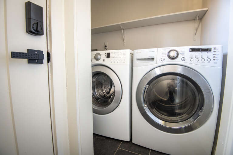 Full-sized washer and dryer in-unit for convenience during longer stays or family trips.