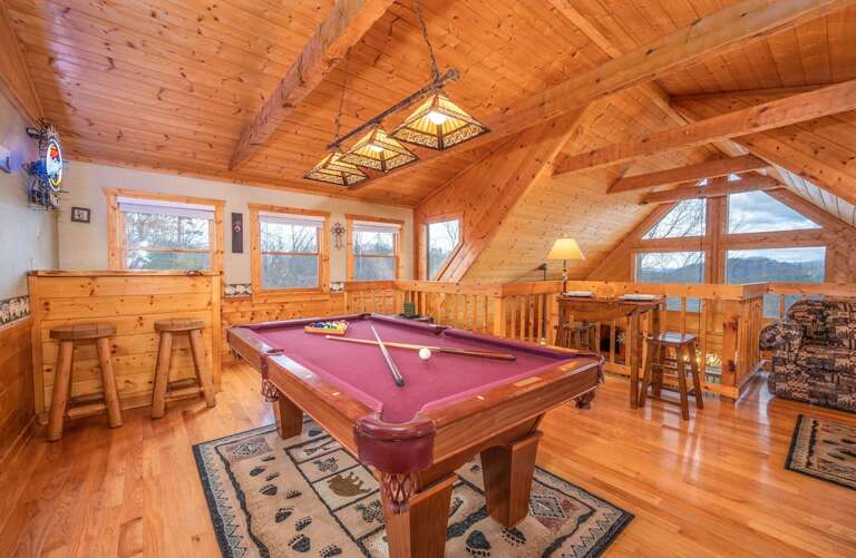 Over the Mountain - Loft Level with Pool Table