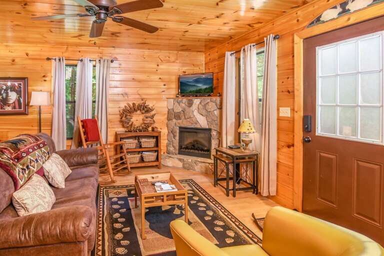 Permanent Vacation - Living Area - Smoky Mountain Honeymoon Cabin