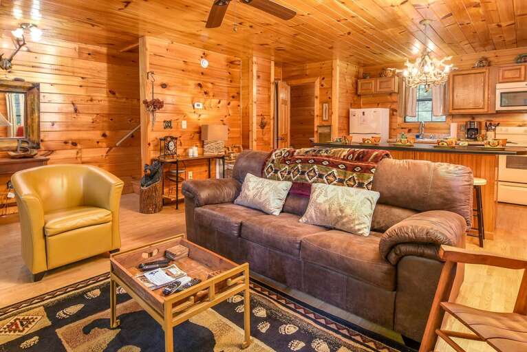 Permanent Vacation - Living Area - Smoky Mountain Honeymoon Cabin