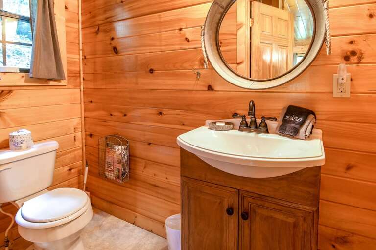 Permanent Vacation - Powder Room - Smoky Mountain Honeymoon CabinPowder Room - Smoky Mountain Honeymoon Cabin