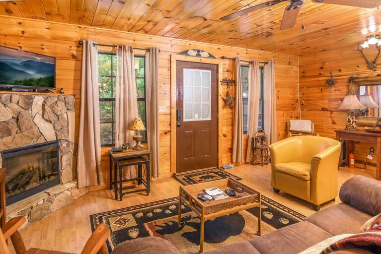 Permanent Vacation - Living Area - Smoky Mountain Honeymoon Cabin
