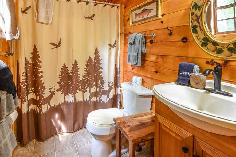 Permanent Vacation  - Bathroom -  Smoky Mountain Honeymoon Cabin