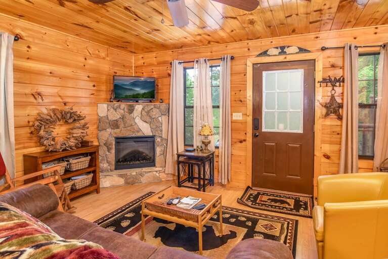 Permanent Vacation - Living Area - Smoky Mountain Honeymoon Cabin Permanent Vacation - Living Area - Smoky Mountain Honeymoon Cabin