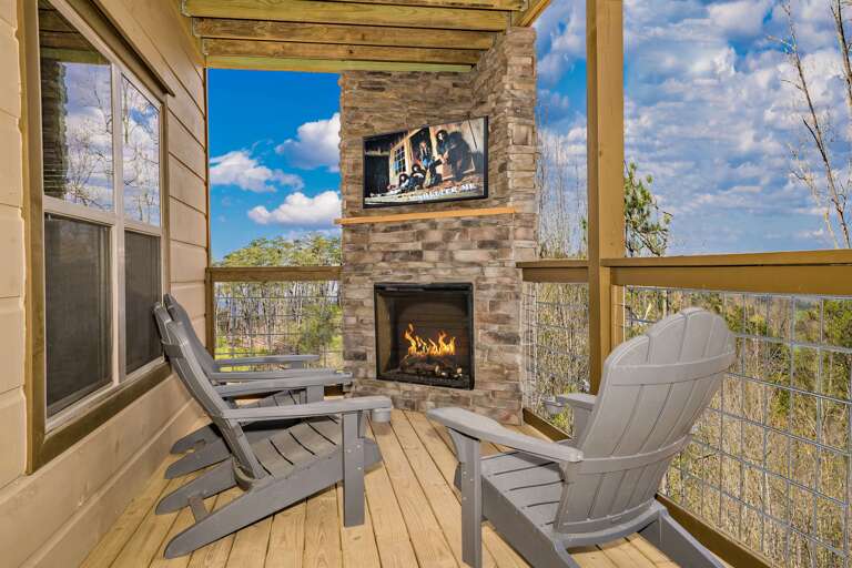 Lower Level Porch with Fireplace