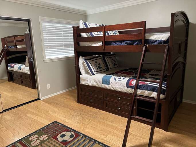 Full over Full bunkbed with use of Hallway Bathroom Full over Full bunkbed with use of Hallway Bathroom