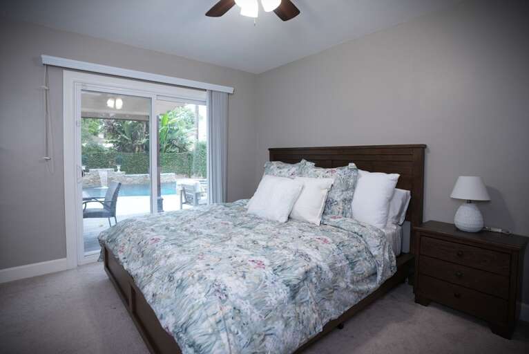 Cal-King Bedroom 4 with Jack n' Jill Bathroom. The bathroom is shared with the Kitchen