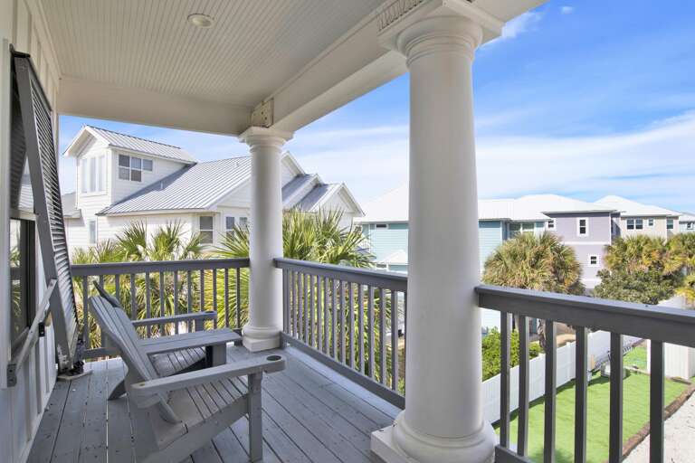 2nd floor North facing front porch overlooking private pool.