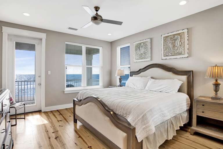 3 rd floor (top floor) south west master bedroom with private gulf front balcony and ensuite bath. 1 of 4 gulf front master bedrooms.