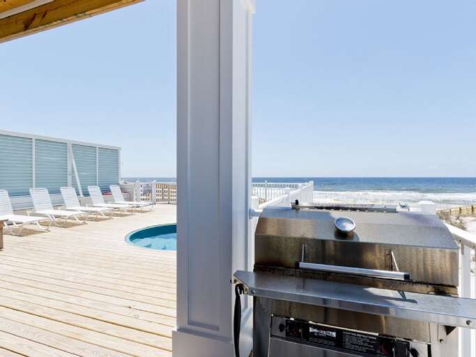 Stainless Steel natural gas grill. No tanks to worry about refilling.