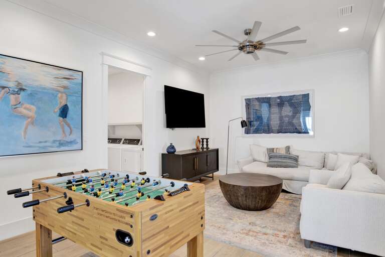 2nd Floor Den w/ 75 inch SMART TV & Foos ball table