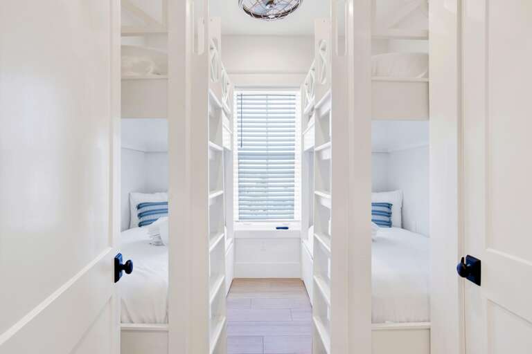 Bunk room on main level with twin XL over Twin XL, sleeps 4.