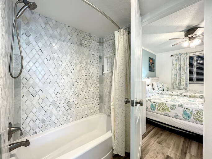 Our guest bathroom features a new sink and vanity, adding a touch of luxury to every stay.