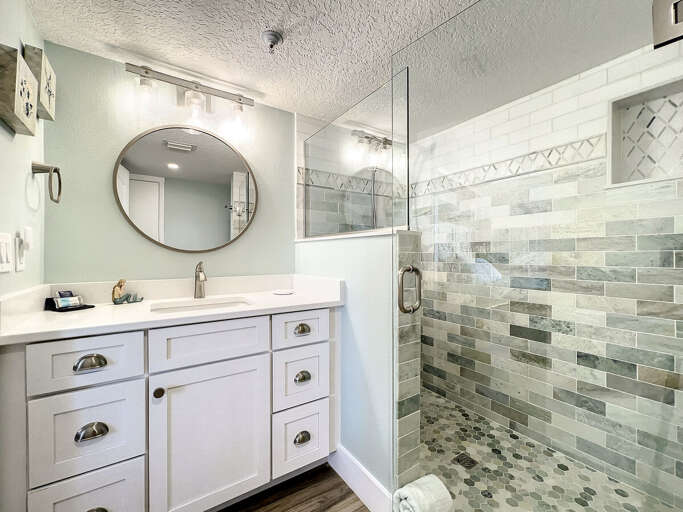 With a walk-in shower, designed for ultimate relaxation and rejuvenation.