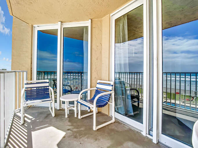 Enjoy ocean and pool views from the comfort of your balcony retreat. Enjoy ocean and pool views from the comfort of your balcony retreat.