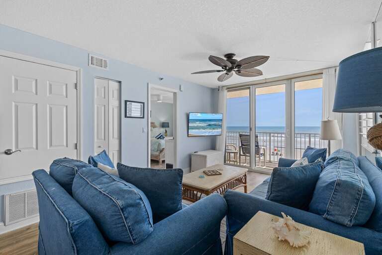 Sweeping ocean vistas! Relax in our living room with breathtaking views of the ocean.